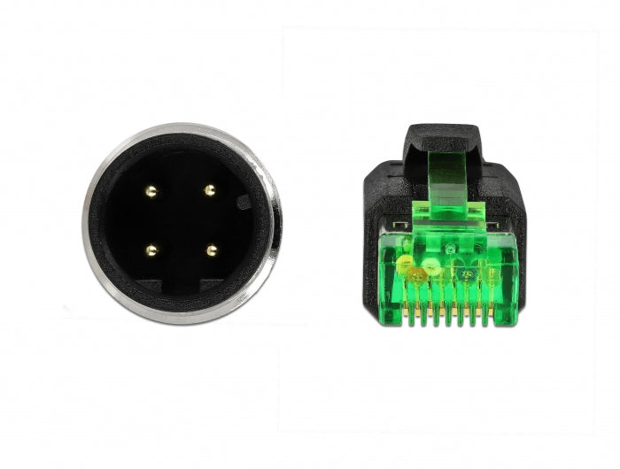 Delock Netzwerkkabel M12 4 Pin D-kodiert zu RJ45 Stecker PVC 2 m