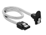 Delock SATA 6 Gb/s Kabel gerade auf unten gewinkelt 30 cm transparent