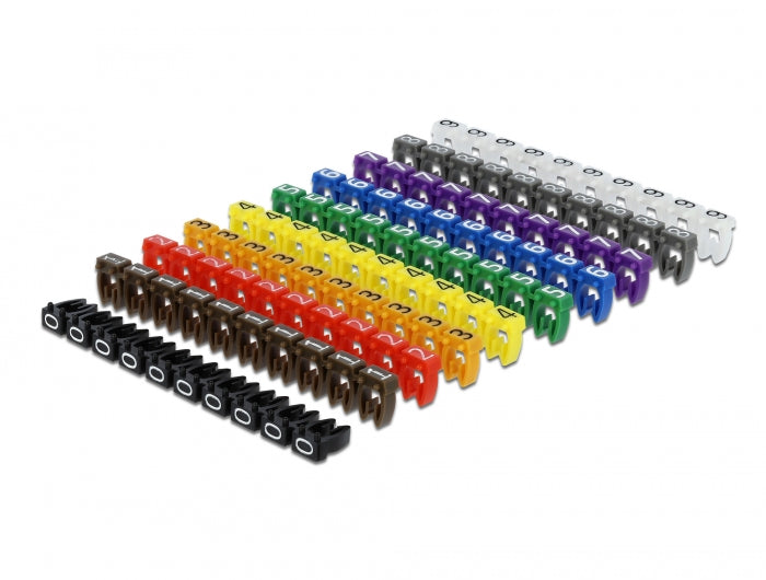 Delock Kabelmarker Clips 0-9 farbig 100-teilig