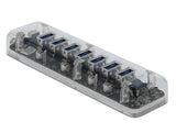Delock Externer USB 3.0 Hub mit 7 Ports transparent