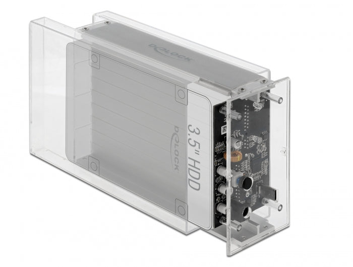 Delock Externes Dual Gehäuse für 2 x 3.5″ SATA HDD mit USB Type-C™ Buchse transparent - werkzeugfrei