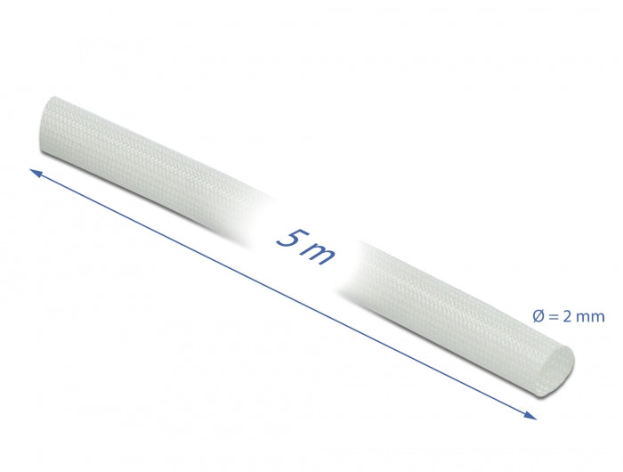 Delock Schutzschlauch Glasfasergeflecht 5 m x 2 mm weiß