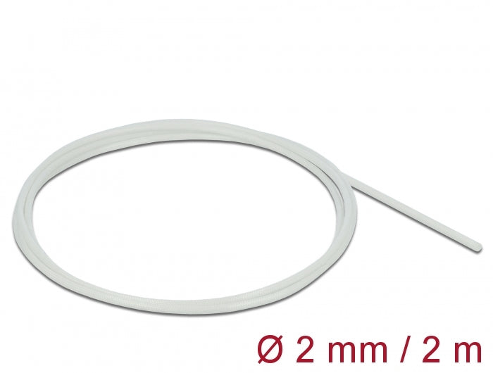 Delock Schutzschlauch Glasfasergeflecht 2 m x 2 mm weiß