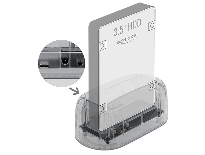 Delock USB Type-C™ Dockingstation für 1 x SATA HDD / SSD transparent