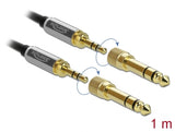 Delock Klinkenkabel 3,5 mm 3 Pin Stecker zu Stecker mit Schraubadapter 1 m