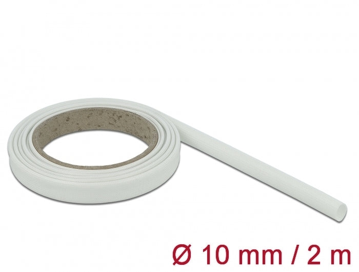 Delock Schutzschlauch Glasfasergeflecht 2 m x 10 mm weiß
