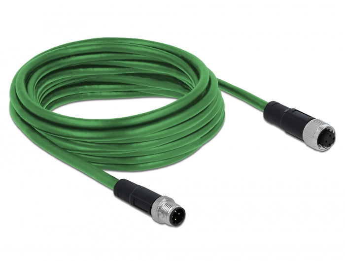 Delock Netzwerkkabel M12 4 Pin D-kodiert Stecker zu Buchse TPU 5 m