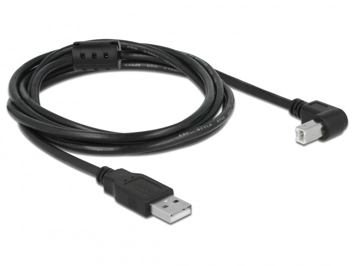 Delock Kabel USB 2.0 Typ-A Stecker > USB 2.0 Typ-B Stecker gewinkelt 2 m schwarz