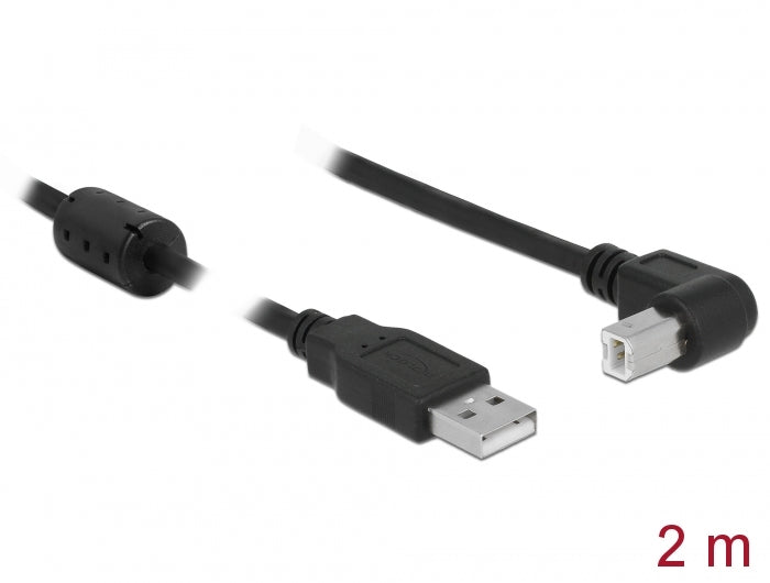 Delock Kabel USB 2.0 Typ-A Stecker > USB 2.0 Typ-B Stecker gewinkelt 2 m schwarz