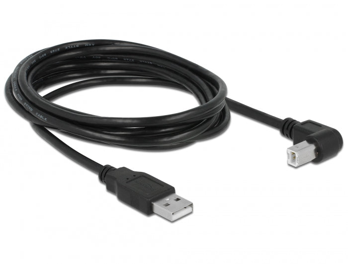 Delock Kabel USB 2.0 Typ-A Stecker > USB 2.0 Typ-B Stecker gewinkelt 3 m schwarz