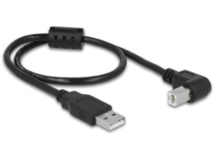 Delock Kabel USB 2.0 Typ-A Stecker > USB 2.0 Typ-B Stecker gewinkelt 0,5 m schwarz