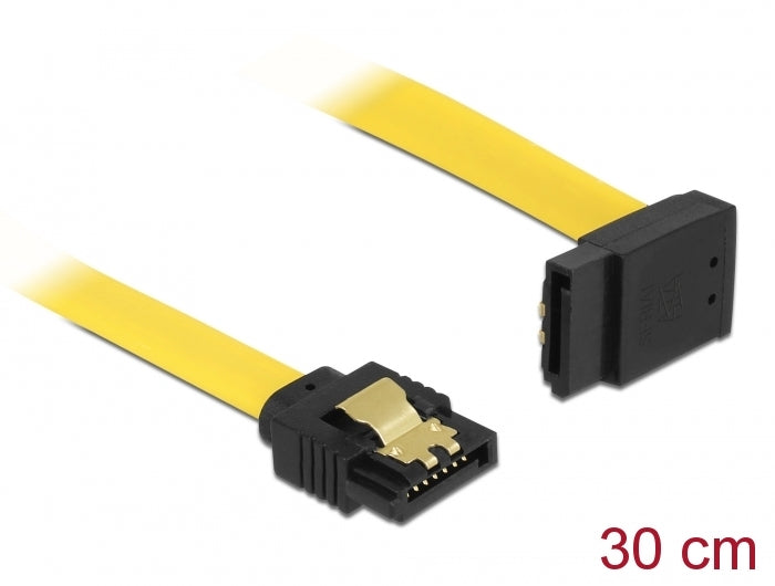 Delock SATA 6 Gb/s Kabel gerade auf oben gewinkelt 30 cm gelb