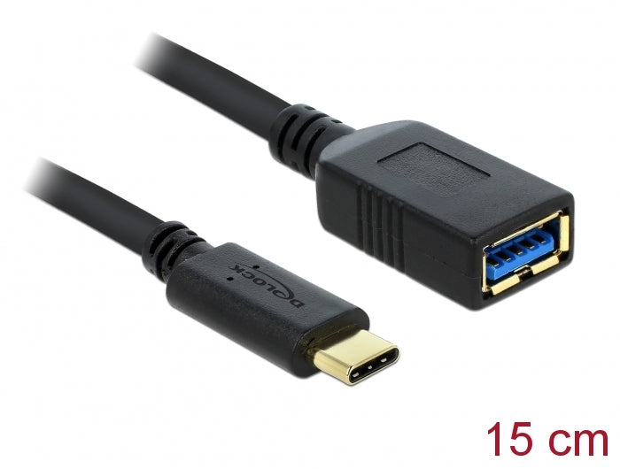 Delock USB 5 Gbps Adapter USB Type-C™ Stecker zu USB Typ A Buchse 15 cm schwarz