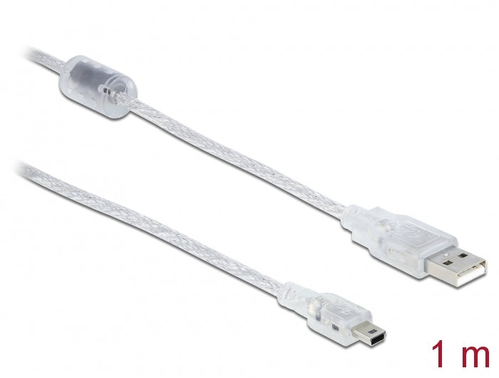 Delock Kabel USB 2.0 Typ-A Stecker > USB 2.0 Mini-B Stecker 1 m transparent