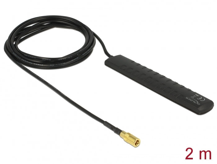 Delock DAB+ DVB-T2 Antenne SMB Stecker 20 dBi aktiv omnidirektional schwarz Klebemontage