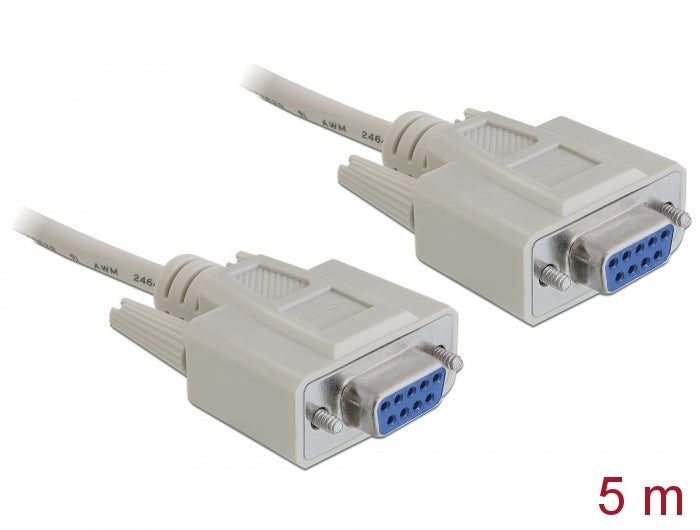 RS-232 Kabel Seriell D-Sub9 Buchse zu Buchse 5 m Nullmodem Delock