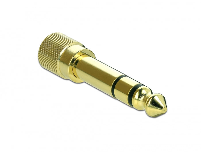 Delock Adapter 6,35 mm Klinkenstecker zu 3,5 mm Klinkenbuchse 3 Pin Metall verschraubbar