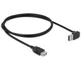 Delock Verlängerungskabel EASY-USB 2.0 Typ-A Stecker gewinkelt oben / unten > USB 2.0 Typ-A Buchse schwarz 1 m