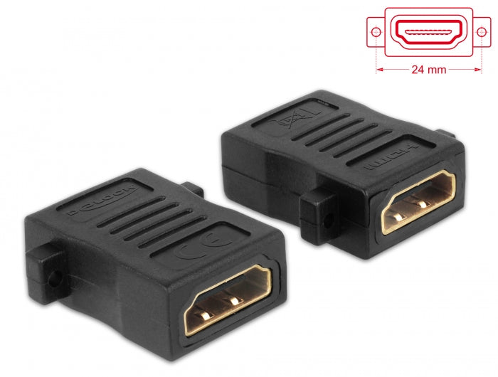 Delock Adapter HDMI-A Buchse > HDMI-A Buchse mit Schraubanschluss