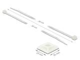 Delock Befestigungssockel 25 x 25 mm mit Kabelbinder L 300 x B 4,8 mm weiß
