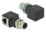 Delock Netzwerkadapter M12 X-kodiert 8 Pin Buchse zu RJ45 Buchse