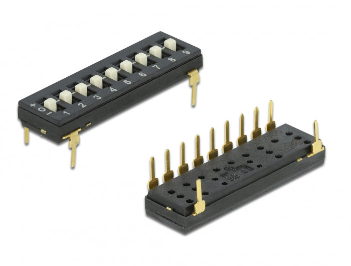 Delock DIP-Schalter Tri-State 9-stellig 2,54 mm Rastermaß THT vertikal schwarz 2 Stück
