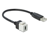 Delock Keystone Modul USB 2.0 C Buchse > USB 2.0 A Stecker mit Kabel