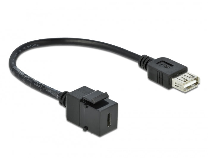 Delock Keystone Modul USB 2.0 C Buchse > USB 2.0 A Buchse mit Kabel
