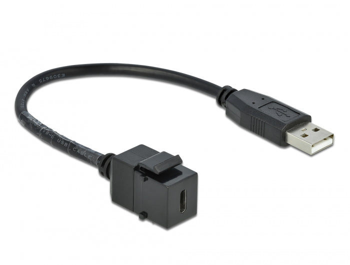 Delock Keystone Modul USB 2.0 C Buchse > USB 2.0 A Stecker mit Kabel