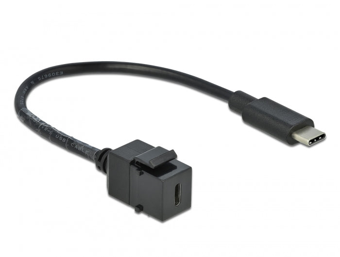 Delock Keystone Modul USB 5 Gbps Type-C™ Buchse zu USB Type-C™ Stecker mit Kabel 25 cm