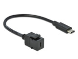 Delock Keystone Modul USB 5 Gbps Type-C™ Buchse zu USB Type-C™ Stecker mit Kabel 25 cm