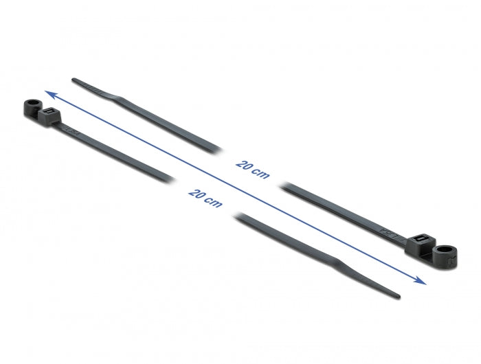 Delock Kabelbinder mit Befestigungsöse L 200 x B 4,8 mm schwarz 10 Stück