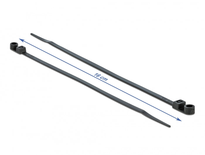 Delock Kabelbinder mit Befestigungsöse L 160 x B 4,8 mm schwarz 10 Stück