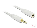 Delock Klinkenverlängerungskabel 3,5 mm 3 Pin Stecker > Buchse 5 m weiß