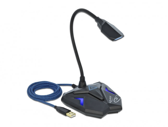 Delock Desktop USB Gaming Mikrofon mit Schwanenhals und Mute Button