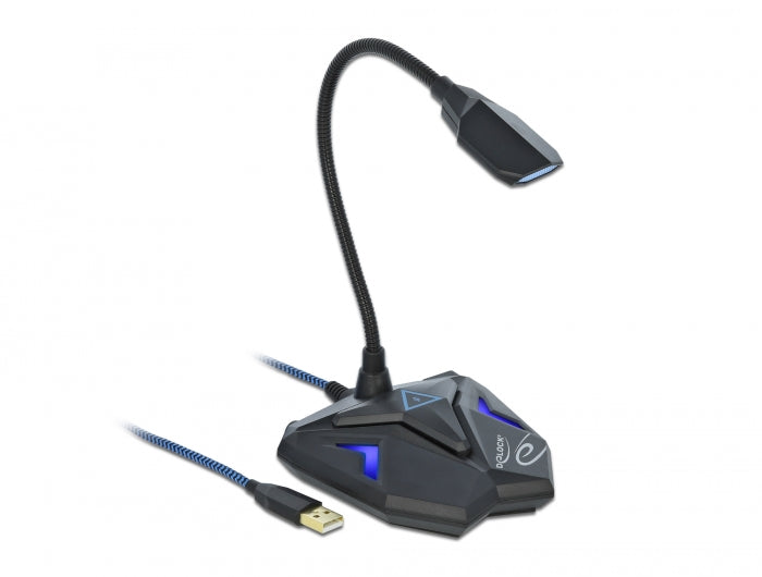 Delock Desktop USB Gaming Mikrofon mit Schwanenhals und Mute Button
