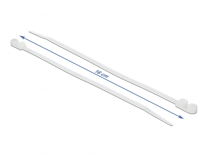 Delock Kabelbinder mit Befestigungsöse L 160 x B 4,8 mm weiß 10 Stück