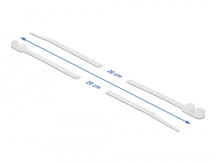 Delock Kabelbinder mit Befestigungsöse L 200 x B 4,8 mm weiß 10 Stück