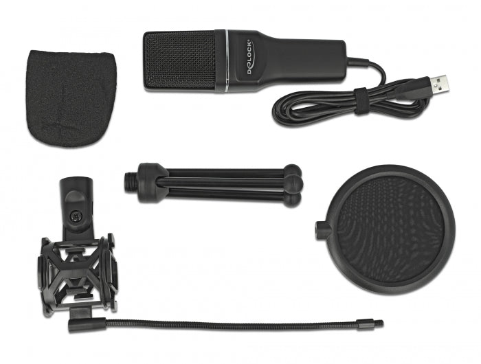 Delock USB Kondensator Mikrofon Set - für Podcasting, Gaming und Gesang