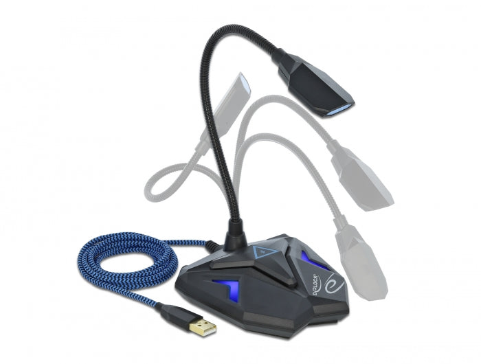 Delock Desktop USB Gaming Mikrofon mit Schwanenhals und Mute Button