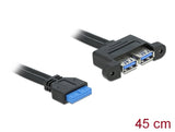 Delock USB 5 Gbps Kabel Pfostenbuchse zu 2 x USB Typ-A Buchse nebeneinander 45 cm
