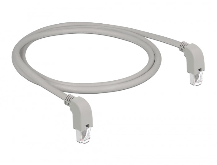 Delock Netzwerkkabel RJ45 Cat.6A S/FTP unten / unten gewinkelt 1 m