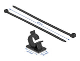 Delock Kabelklemme 41 x 25 mm mit Kabelbinder L 250 x B 7,2 mm schwarz