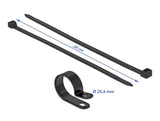 Delock Befestigungsschelle 25,4 mm mit Kabelbinder L 300 x B 7,2 schwarz