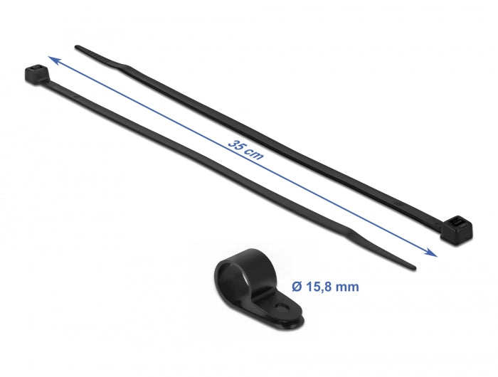 Delock Befestigungsschelle 15,8 mm mit Kabelbinder L 350 x B 4,8 schwarz