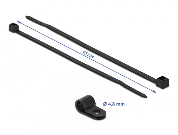 Delock Befestigungsschelle 4,8 mm mit Kabelbinder L 150 x B 2,5 schwarz