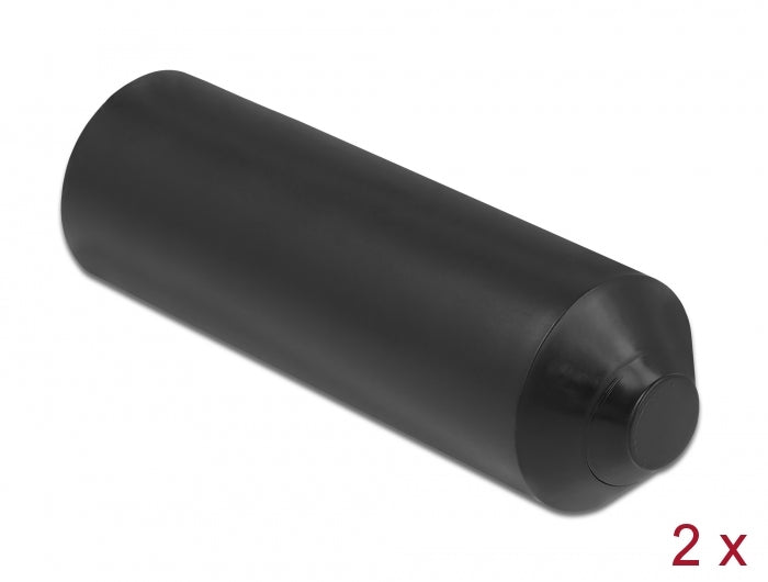 Delock Endkappen mit Innenkleber 80 x 25 mm 2 Stück schwarz