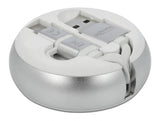 Delock USB 2 in 1 Aufrollkabel Typ-A zu Micro-B und USB-C™ weiß / silber