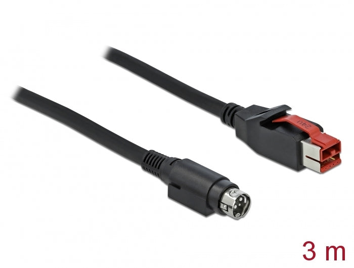 Delock PoweredUSB Kabel Stecker 24 V zu Mini-DIN 3 Pin Stecker 3 m für POS Drucker und Terminals