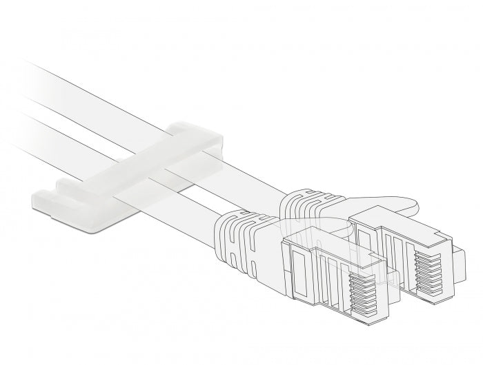 Delock Flachbandkabelhalter mit Verschlussclip selbstklebend natur 10 Stück